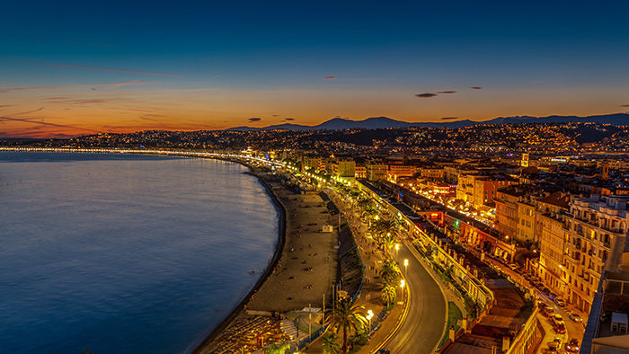 Nice France at sunset